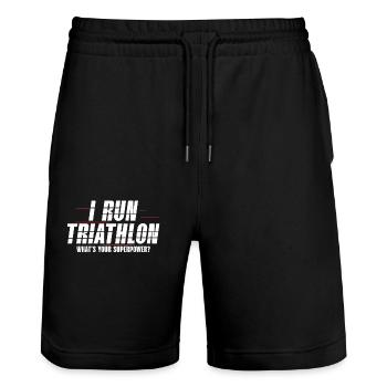 Ich Laufe Triathlon Triathlon Athlet Schwimmen - Stanley/Stella Unisex Bio Joggingshorts Trainer  - Schwarz - Vorne - Nik (191cm) & Marisol (170cm)