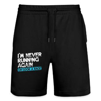 Je ne fuis plus jamais les vêtements de marathon de coureur - Short de jogging bio TRAINER Stanley/Stella unisexe - noir - Devant - Nik (191cm) & Marisol (170cm)