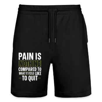 Pain is nothing runner marathon clothing - Stanley/Stella Trainer Unisex Organic Jogging Shorts - black - Front - Nik (191cm) & Marisol (170cm)