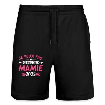 Mamie 2022 Cadeau Enceinte Maman Anniversaire Cool - Short de jogging bio TRAINER Stanley/Stella unisexe - noir - Devant - Nik (191cm) & Marisol (170cm)