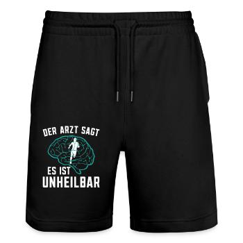 Läufer Marathon Bekleidung Der Arzt sagt es ist - Stanley/Stella Unisex Bio Joggingshorts Trainer  - Schwarz - Vorne - Nik (191cm) & Marisol (170cm)
