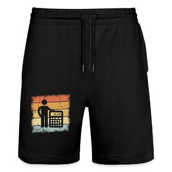 Buchhalter Geschenk - Stanley/Stella Unisex Bio Joggingshorts Trainer  - Schwarz - Vorne - Nik (191cm) & Marisol (170cm)