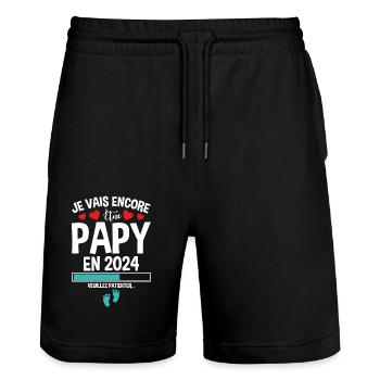 Je Vais Encore Être Papy En 2024 Cadeau Enceinte - Short de jogging bio TRAINER Stanley/Stella unisexe - noir - Devant - Nik (191cm) & Marisol (170cm)