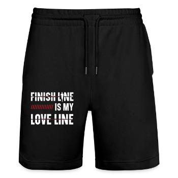 Ziellinie Ist Meine Liebeslinie - Stanley/Stella Unisex Bio Joggingshorts Trainer  - Schwarz - Vorne - Nik (191cm) & Marisol (170cm)