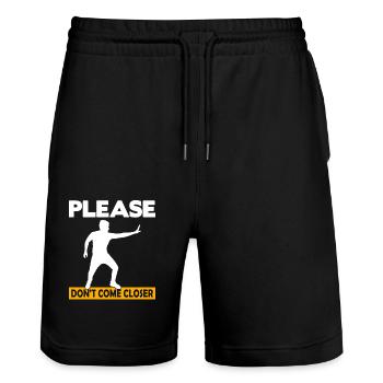 Please Don't come Closer - Stanley/Stella Unisex Bio Joggingshorts Trainer  - Schwarz - Vorne - Nik (191cm) & Marisol (170cm)
