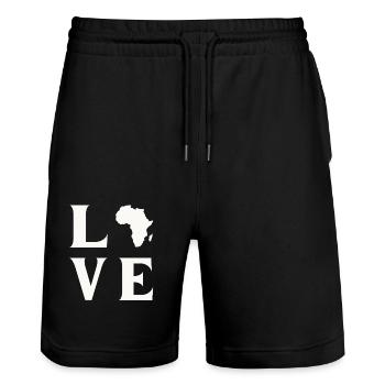 Love Africa - Stanley/Stella Trainer Unisex Organic Jogging Shorts - black - Front - Nik (191cm) & Marisol (170cm)