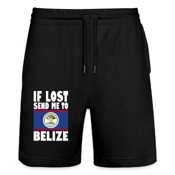 Belize Flagge Spruch - Stanley/Stella Unisex Bio Joggingshorts Trainer  - Schwarz - Vorne - Nik (191cm) & Marisol (170cm)