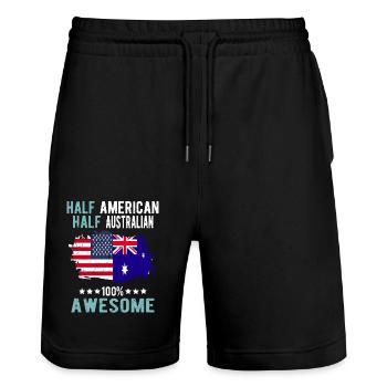 Moitié américain moitié australien - Short de jogging bio TRAINER Stanley/Stella unisexe - noir - Devant - Nik (191cm) & Marisol (170cm)
