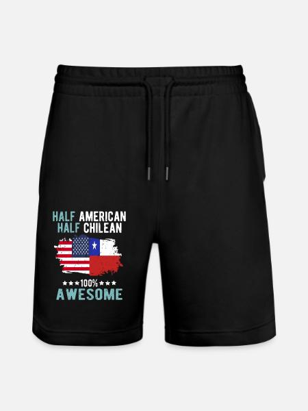 Half American Half Chilean - Stanley/Stella Trainer Unisex Organic Jogging Shorts - black
