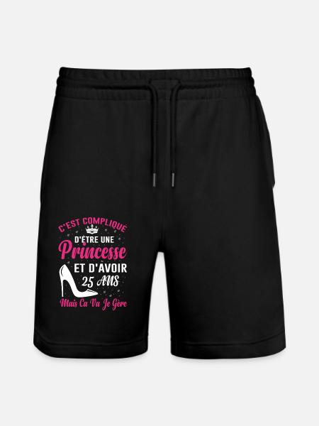 Princesse 25 Ans Anniversaire Idée Cadeau Vintage - Short de jogging bio TRAINER Stanley/Stella unisexe - noir