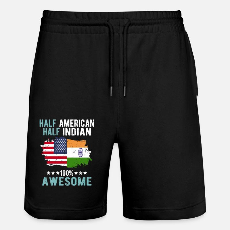 Half American, half Indian - Stanley/Stella Trainer Unisex Organic Jogging Shorts - black