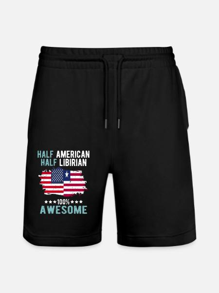 Half American Half Libyan - Stanley/Stella Trainer Unisex Organic Jogging Shorts - black