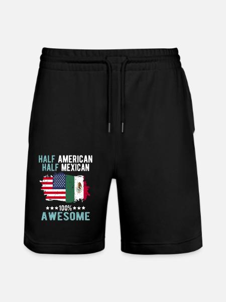 Half American Half Mexican - Stanley/Stella Trainer Unisex Organic Jogging Shorts - black