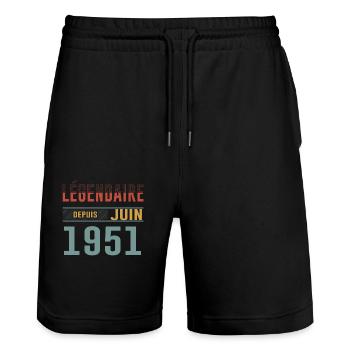 Légendaire Depuis Juin 1951 Anniversaire Cadeau - Short de jogging bio TRAINER Stanley/Stella unisexe - noir - Devant - Nik (191cm) & Marisol (170cm)