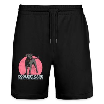 Cane Corso Grand-mère Chien Propriétaire de chien Cadeau - Short de jogging bio TRAINER Stanley/Stella unisexe - noir - Devant - Nik (191cm) & Marisol (170cm)