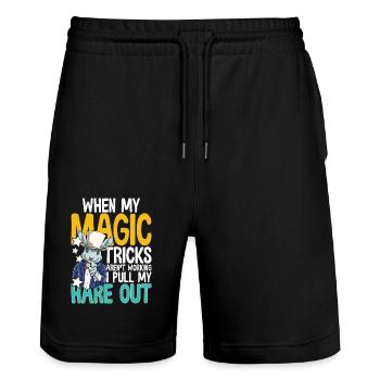 When My Magic Tricks Aren't Working I Pull My Hare - Stanley/Stella Unisex Bio Joggingshorts Trainer  - Schwarz - Vorne - Nik (191cm) & Marisol (170cm)