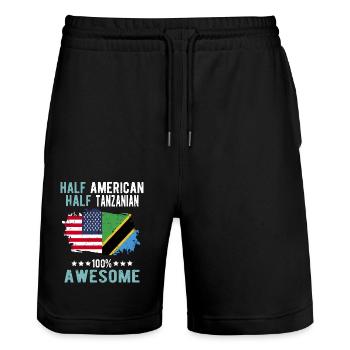Moitié américain moitié tanzanien - Short de jogging bio TRAINER Stanley/Stella unisexe - noir - Devant - Nik (191cm) & Marisol (170cm)