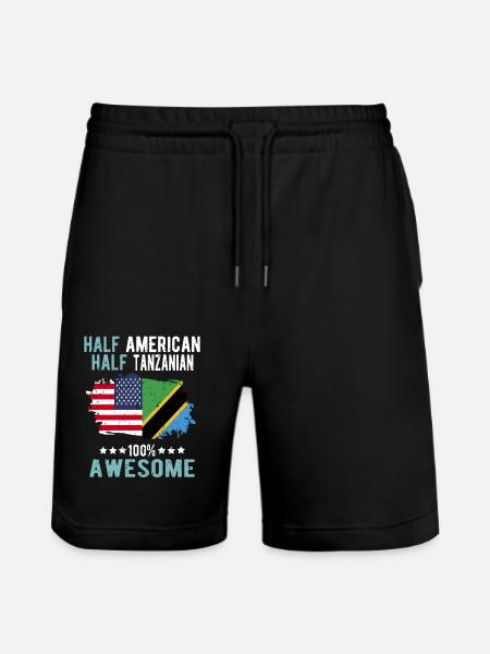 Half American Half Tanzanian - Stanley/Stella Trainer Unisex Organic Jogging Shorts - black