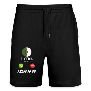 Algeria calls lusiger flags saying - Stanley/Stella Trainer Unisex Organic Jogging Shorts - black - Front - Nik (191cm) & Marisol (170cm)