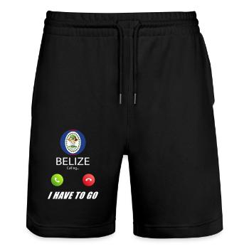 Belize ruft an Lusiger Flaggen Spruch - Stanley/Stella Unisex Bio Joggingshorts Trainer  - Schwarz - Vorne - Nik (191cm) & Marisol (170cm)