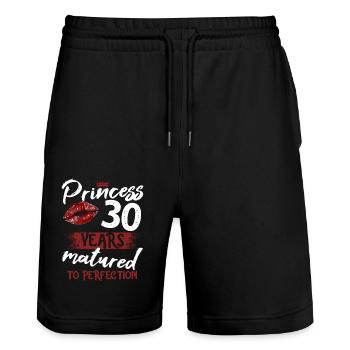 30 year old girl 30 bday Princess 30 birthday - Stanley/Stella Trainer Unisex Organic Jogging Shorts - black - Front - Nik (191cm) & Marisol (170cm)