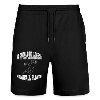 Handballverein Handball Handballspieler Handballer - Stanley/Stella Unisex Bio Joggingshorts Trainer  - Schwarz - Vorne - Nik (191cm) & Marisol (170cm)