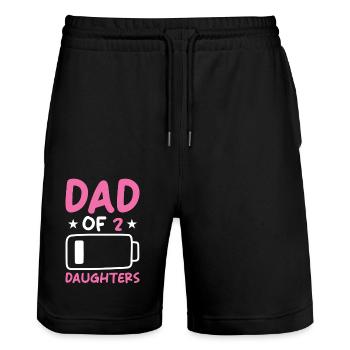 Dad of 2 Daughters - Stanley/Stella Unisex Bio Joggingshorts Trainer  - Schwarz - Vorne - Nik (191cm) & Marisol (170cm)