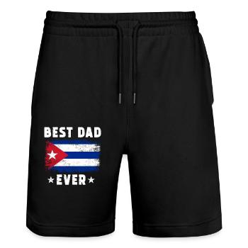 Cuban Father Best Dad ever - Stanley/Stella Trainer Unisex Organic Jogging Shorts - black - Front - Nik (191cm) & Marisol (170cm)