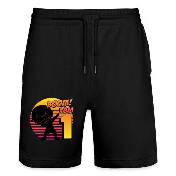 Boom I'm 1 | Birthday Boy | 1st Birthday Party - Stanley/Stella Trainer Unisex Organic Jogging Shorts - black - Front - Nik (191cm) & Marisol (170cm)