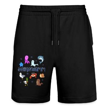 Süße Tiere in Heiligendamm - Stanley/Stella Unisex Bio Joggingshorts Trainer  - Schwarz - Vorne - Nik (191cm) & Marisol (170cm)