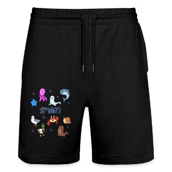 Süße Tiere in Emden - Stanley/Stella Unisex Bio Joggingshorts Trainer  - Schwarz - Vorne - Nik (191cm) & Marisol (170cm)