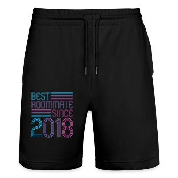 Best roommate since 2018 love your roomates - Stanley/Stella Trainer Unisex Organic Jogging Shorts - black - Front - Nik (191cm) & Marisol (170cm)