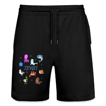 Süße Tiere in Zingst - Stanley/Stella Unisex Bio Joggingshorts Trainer  - Schwarz - Vorne - Nik (191cm) & Marisol (170cm)