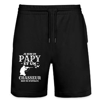 Je Suis Un Papa Et Un Chasseur - Short de jogging bio TRAINER Stanley/Stella unisexe - noir - Devant - Nik (191cm) & Marisol (170cm)