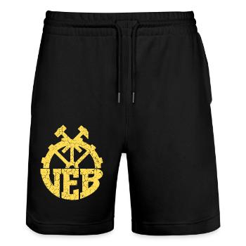 VEB - DDR Volks Propre société - Retro - Short de jogging bio TRAINER Stanley/Stella unisexe - noir - Devant - Nik (191cm) & Marisol (170cm)