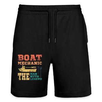 Boat mechanic the man the myth the legend - Stanley/Stella Unisex Bio Joggingshorts Trainer  - Schwarz - Vorne - Nik (191cm) & Marisol (170cm)