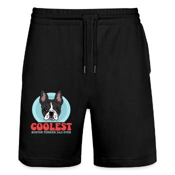 Boston Terrier Dad Bostie Hundebesitzer Geschenk - Stanley/Stella Unisex Bio Joggingshorts Trainer  - Schwarz - Vorne - Nik (191cm) & Marisol (170cm)