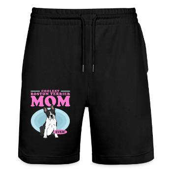 Boston Terrier Mom Dogs Dog Owner Gift - Stanley/Stella Trainer Unisex Organic Jogging Shorts - black - Front - Nik (191cm) & Marisol (170cm)
