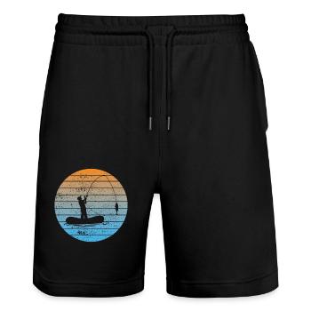Fishing Fishing Fishing Hooks Angler - Stanley/Stella Trainer Unisex Organic Jogging Shorts - black - Front - Nik (191cm) & Marisol (170cm)