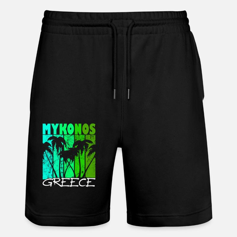 Mykonos Grèce Coucher de soleil - Short de jogging bio TRAINER Stanley/Stella unisexe - noir