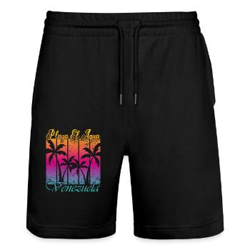 Playa El Aqua Venezuela - Short de jogging bio TRAINER Stanley/Stella unisexe - noir - Devant - Nik (191cm) & Marisol (170cm)