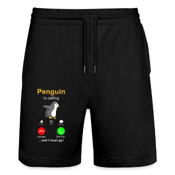 Penguin appelle - Short de jogging bio TRAINER Stanley/Stella unisexe - noir - Devant - Nik (191cm) & Marisol (170cm)