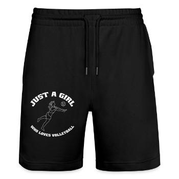 Volleyball Volleyball Player Girls Beach Volleyball - Stanley/Stella Trainer Unisex Organic Jogging Shorts - black - Front - Nik (191cm) & Marisol (170cm)