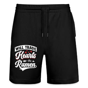 Tausche Herzen Gegen Ramen | Ramen Lover | - Stanley/Stella Unisex Bio Joggingshorts Trainer  - Schwarz - Vorne - Nik (191cm) & Marisol (170cm)