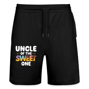 Oncle The Sweet One | Anniversaire familial correspondant - Short de jogging bio TRAINER Stanley/Stella unisexe - noir - Devant - Nik (191cm) & Marisol (170cm)