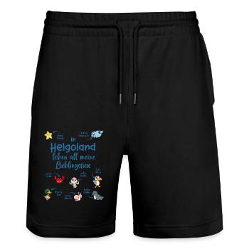 Meine Lieblingstiere in Helgoland - Stanley/Stella Unisex Bio Joggingshorts Trainer  - Schwarz - Vorne - Nik (191cm) & Marisol (170cm)