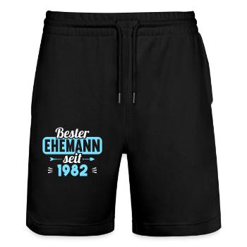 Beste Ehefrau Bester Ehemann seit 1982 - Stanley/Stella Unisex Bio Joggingshorts Trainer  - Schwarz - Vorne - Nik (191cm) & Marisol (170cm)