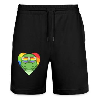 LGBT Animal Crocodiles Rainbow Heart - Stanley/Stella Trainer Unisex Organic Jogging Shorts - black - Front - Nik (191cm) & Marisol (170cm)