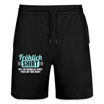 Fröhlich Shirt wie normales Shirt nur mit mir drin - Stanley/Stella Unisex Bio Joggingshorts Trainer  - Schwarz - Vorne - Nik (191cm) & Marisol (170cm)