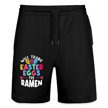 Échangez les œufs de Pâques contre des ramen | | amateur de ramen - Short de jogging bio TRAINER Stanley/Stella unisexe - noir - Devant - Nik (191cm) & Marisol (170cm)